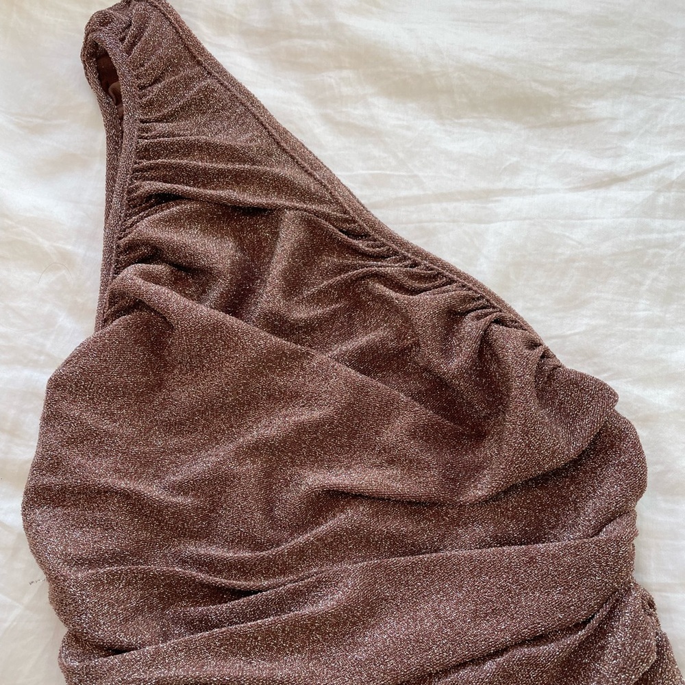 Brown Sparkle One Shoulder Top